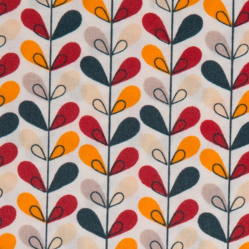 Beschichtete Baumwolle "Luna" Blüten Blätter bunt